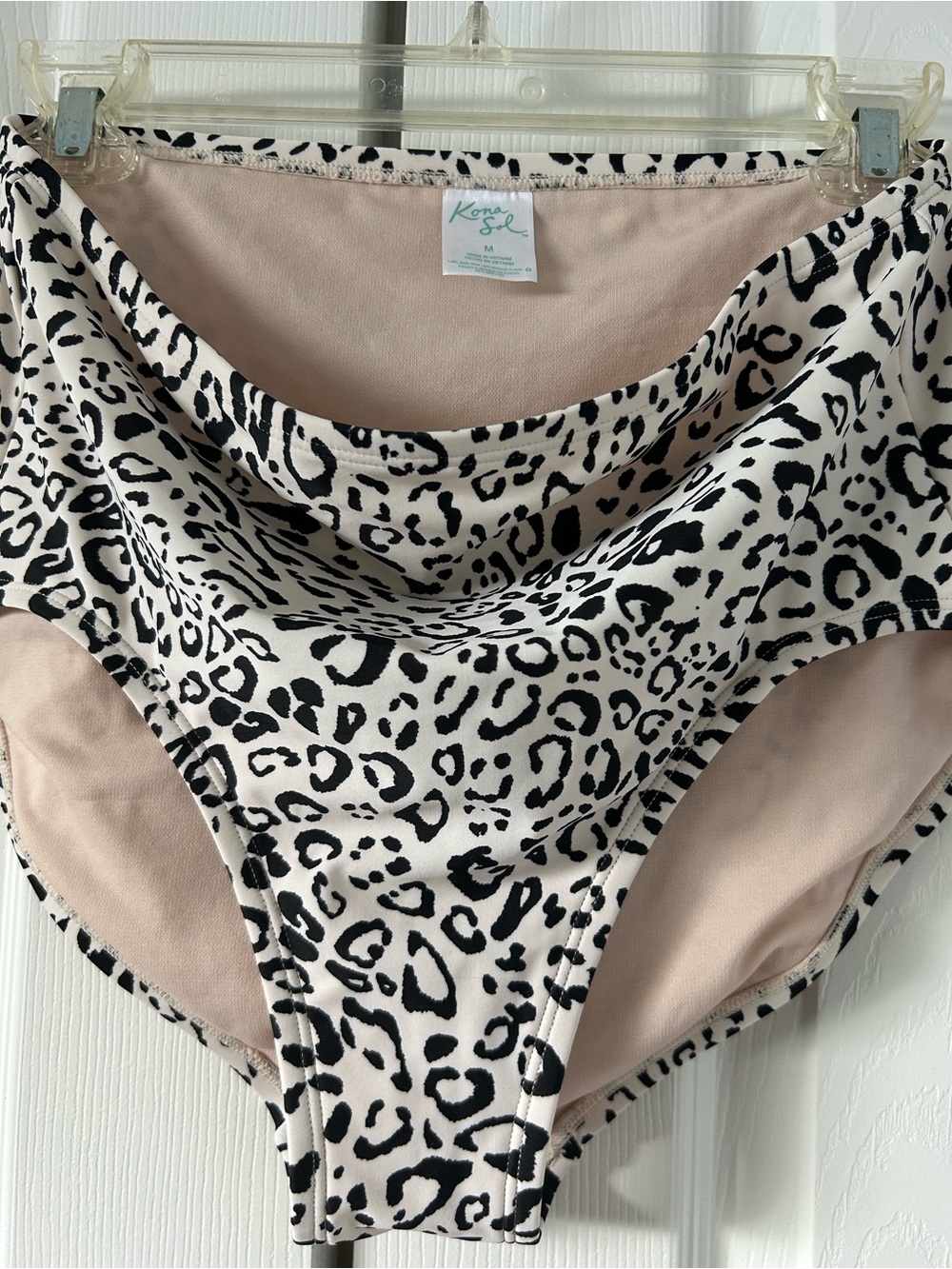 Kone Sol High-Waist Leopard Print Bikini Bottoms in Blush and Black